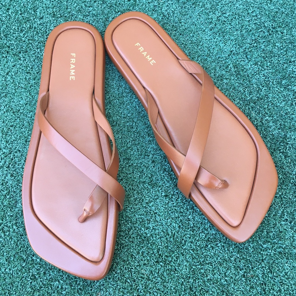 New Frame Denim Le Montauk Sandal Leather Tobacco Tan 38 - Picture 13 of 13